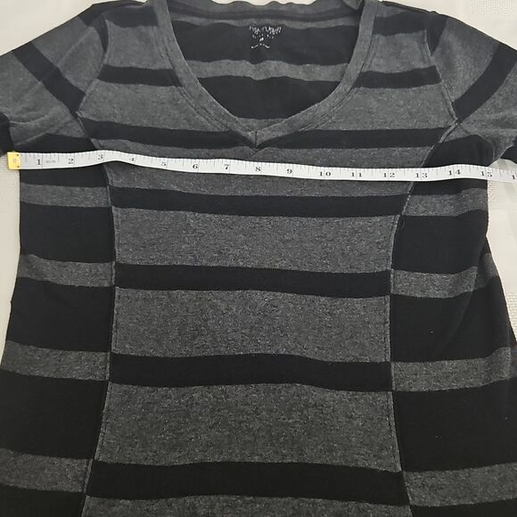 Calvin Klein Stripped Long Sleeves Cotton T-Shirt Medium Black/ Gray - Picture 8 of 16